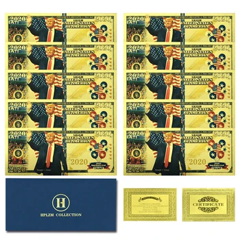 10pcs e Envelope 2020 NOS 45ª Presidente Donald Trump, Folha de Ouro de Notas de Colecionáveis Decoração Presente