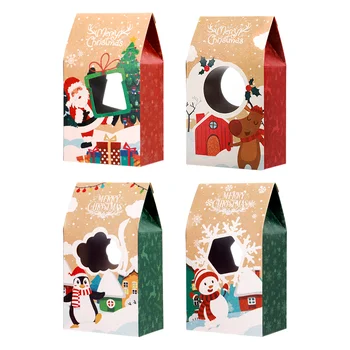 16pcs Natal Tratar Caixas, Sacos de Doces de Natal Natal Sacos de Papel Kraft de Armazenamento de Chocolate Sacos de Embrulho, Sacos de Festa