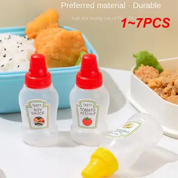 1~7PCS Portátil Mini Frasco de Ketchup Tamanho Pequeno Molho de Garrafa Almoço Salada com Molho de Mostarda e Mel Recipiente para Piquenique