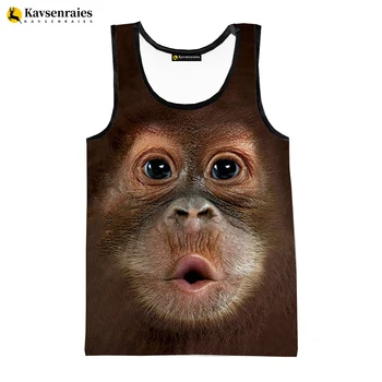 2023 Animal Engraçado Macaco, Gorila Impressos em 3D Tops Homens Mulheres Moda Casual T-shirt sem Mangas Streetwear de grandes dimensões Tops Colete