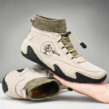 2023 Novos Em Homens De Inverno Ankle Boots De Moda Botas De Couro Pulsh De Neve Casual Quente Sapatos De Alta Top Tênis Homens Luz Ao Ar Livre Loafer