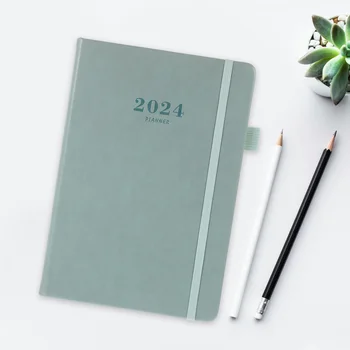2024 Almanaque Diariamente Planner A5 Agenda Notebook (Verde-a5) 1pc Diário de Acessórios Jornal Organizador de Papel Organizador da Escrita