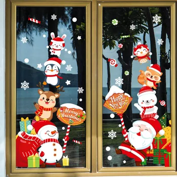 2024 Decoração de Natal de Ano Novo Adesivos de Parede do Windows para Crianças de Decoração de Quartos Decorativos, Adesivos de Parede Véspera de Ano Novo