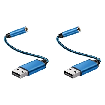 2X USB Para Fone de ouvido 3,5 Mm Adaptador de Áudio Externo,Placa de Som Estéreo Para PC, Laptop,Para o PS4,Mac, Etc. (De 0,6 Pés)