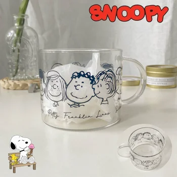 400ml Snoopy Bonito Copo de Vidro Criativo Água Transparente Xícara de Café Bonito Caneca de Chá de Iogurte de Leite Suco de Limão Canecas de Lidar com Copos de Água
