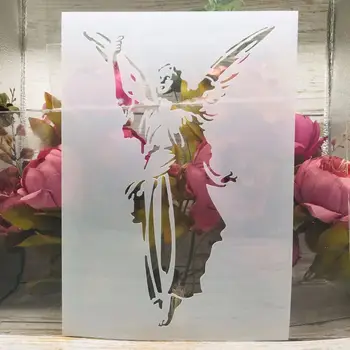 A4 29cm Anjo GoddessDIY Camadas Estênceis Pintura mural de Recados para Colorir Relevo Álbum Decorativas Modelo
