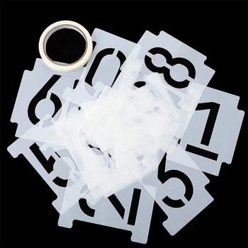 Alfabeto Número de Estênceis 4 Polegadas 36 Pack Letras de Números de Estêncil Modelos para o quadro-Negro Sinais de Parede de Madeira de Arte