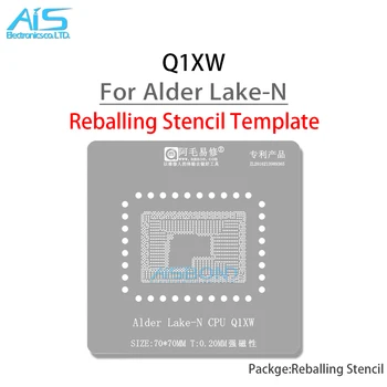 Amaoe Q1XW BGA Estêncil Reballing Por Alder lago-N CPU IC Pino de Solda de Estanho Planta Net Buraco Quadrado