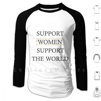 Apoiar as Mulheres Suportam O Mundo camisas de manga longa do Feminismo e os Direitos das Mulheres as Mulheres Suporte Negrito Simples Justiça Social