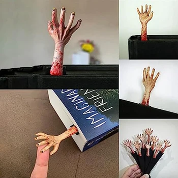 Assustador Mão Marcadores para Decoração de Halloween, Mão DO Diabo Ficha de Resina Marcador, Horror Mãos Marcador 2PCS