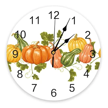 Ação De Graças Outono De Abóbora Legumes Branco Relógio De Parede Design Moderno E Decoração Sala De Estar Relógio Mudo Relógio De Parede Decoração Da Casa