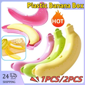 Banana Caixa de Armazenamento Portátil Multi-cor Opcional Anti-extrusão de Material de Alta Qualidade, Casa de Armazenamento de Caixa da Banana 3 Cores de Plástico