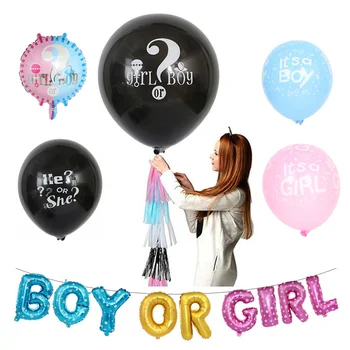 Bebê de gênero revelam parte balão de 36 polegadas preto menino ou menina balão de batismo de bebê balão do chuveiro de bebê decoração de balão