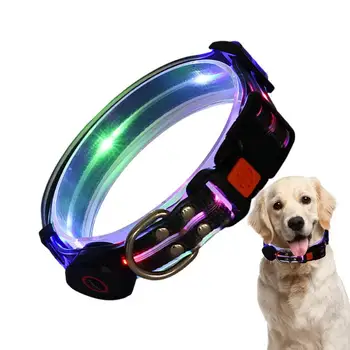 Brilhante Escuro Coleira do Cão Iluminado Ajustável Recarregável Coleira de Led à Prova de Tempo Recarregável USB Cão Luzes
