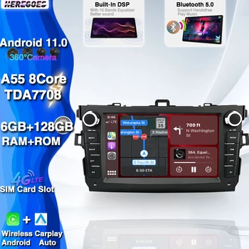 Carplay 2 Din Android 11 Leitor de DVD do Carro Para Toyota Corolla E140/150 2006 - 2012 2013 4G LTE de Navegação GPS, Rádio Estéreo 8+128GB