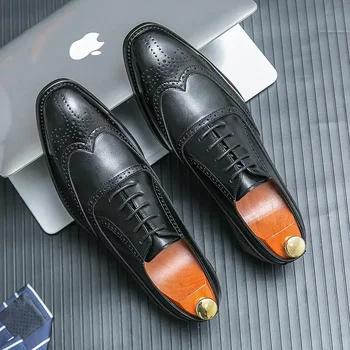Casual Sapatos de Couro dos Homens do Estilo Britânico de Negócios Formal de usar Sapatos de homem De 2023 Nova Couro Genuíno de Primavera e Outono, os Sapatos de homem