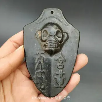 Chinês Vermelho cultura de montanha coleção de meteoritos escultura crânio Jade marca Pend