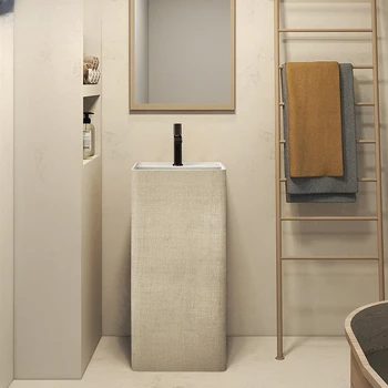 Coluna bacia de chão integrado de arte e lavatório de wc personalizado, criativo lavatório
