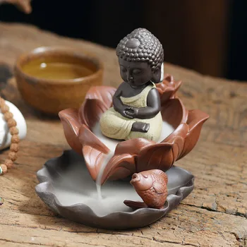 Criativo Lotus Buda Ornamentos Incensário Retro Cerimônia De Chá De Cerâmica Refluxo Queimador De Incenso Casa De Chá De Aromaterapia Decoração