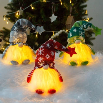 Decorações de natal Bonecas Elf, Gnome, Com Luz Led sem Rosto, o Anão de Natal de Navidad Novo Ano de 2024, para Crianças Presentes para Casa Ornamentos