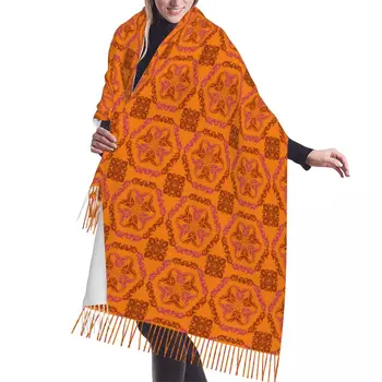Elegante Multicolor Padrão No Estilo Árabe Lenço De Borla Mulheres Inverno Quente Xales Envolve Senhora De Luxo Versátil Lenços