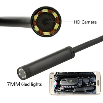 Endoscópio Câmara 7mm HD Câmara de Inspecção IP67 Impermeável USB 6LEDs Endoscópio para o Telefone do Computador 1m