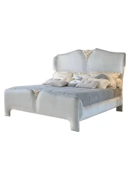 Europeia neo-clássica de luxo cama quarto principal de casal cama de tecido princesa cama de casamento de cama de luxo big bed villa móveis
