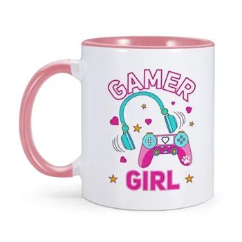 Gamer Girl Bonito Caneca de Café Cerâmica Jogo da Copa do Leitor de Chá, Canecas Kawaii cor-de-Rosa Gamer Girl Casa de Chá, Leite, Copos de Presente para a Namorada
