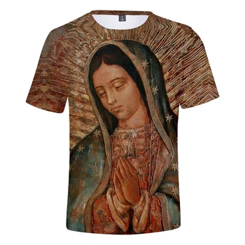 Guadalupe Virgem Maria Católica dos Homens T-shirt das Mulheres Moda Casual 3D Print T-Shirt de Verão Harajuku Streetwear de grandes dimensões Tops