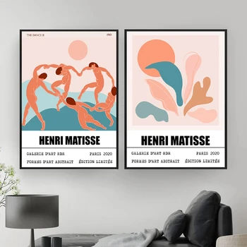 Henri Matisse Pintura Abstrata, O Mínimo De Ilustração Figura Arte De Parede De Lona Imprime Vintage Poster De Parede Rosa Fotos De Decoração De Casa