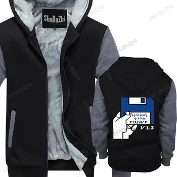 homens de inverno quente preto casaco com carapuço Amiga 500 Bancada masculina grossa hoodies euro tamanho de grosso casaco masculino casaco drop shipping
