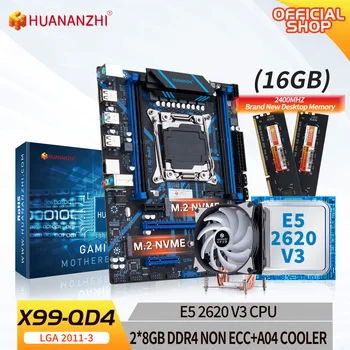 HUANANZHI X99 QD4 X99 placa-Mãe combo kit conjunto com a Intel XEON E5 2620 v3 com 2*8G DDR4 NON-ECC com A04 Cooler