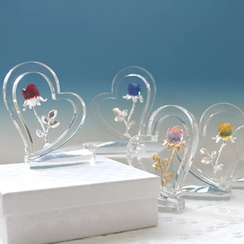 K9 de Cristal Rosa Flor Haert Enfeite com Pote de Vidro Artificial, Simulação de Flores para a Casa de Festa de Casamento Decoração da Lembrança