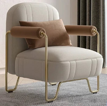 Luxo moderno de lazer cadeira extremamente simples sala de estar de design único frame do metal tecido de sofá cadeira
