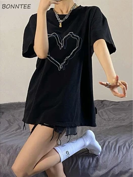 Manga curta T-shirts Mulheres Soltos Impressão BF Verão coreano Estilo Harajuku Streetwear Chique Ins Casal Unisex Design Faculdade Legal