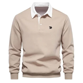 Marca PPXXGG em Camisas do Golfe Outono Inverno de Manga Longa masculina de Golfe T-shirt do Polo Camisa Casual Sólida Clássico de Gola Pólo masculina de Golfe de Topo