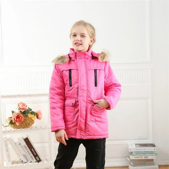 Meninas para Baixo Jaqueta casaco de Algodão Outwear Blusão De 2023 Peles Quentes Engrossar Inverno Skiwear Desporto Escolar, Roupas para Crianças