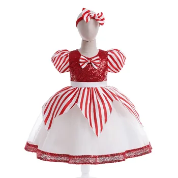 Meninas Vestidos de Festa 110 cm-150 cm de Natal, Vestido de Vermelho e Branco de Crianças Bola Vestido de Princesa Cosplay Piano Mostrar Saia Bonito