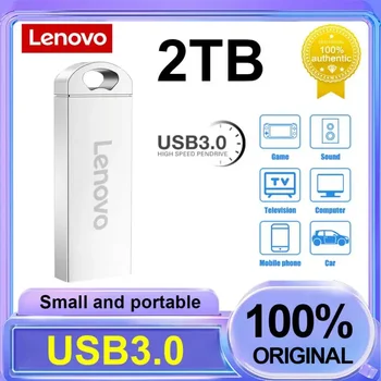 Mini Lenovo Pen Drive de 2 TB de 128GB de Memória Portátil à prova d'água do Disco de U USB 3.0 de Alta Velocidade de Transmissão de Dados Metal USB Flash Drive