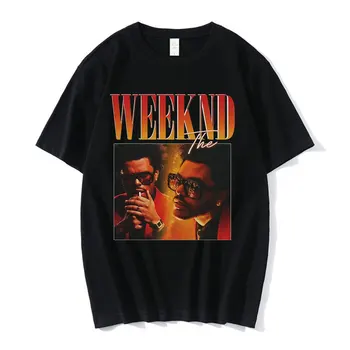 Moda The Weeknd 2.0 90 Vintage Gráfico de impressão ocasional, O colarinho preto das Mulheres T-shirt de manga curta T-shirt de senhoras Menina