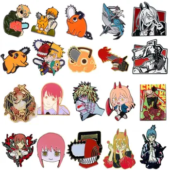 Motosserra Homem Anime Japonês Esmalte Pinos De Cosplay Broche De Roupas Mochila Emblemas De Lapela Moda Jóias Acessórios Recordações
