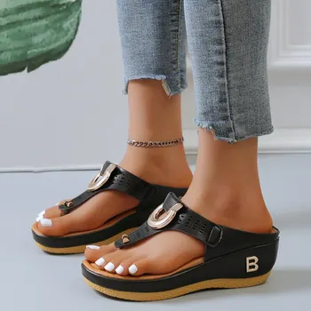 Mulheres De Verão, Sandálias De Dedo Do Pé Aberto Sapatos De Praia (Flip Flops Cunhas Chinelos Confortáveis Bonito Sandálias Chaussure Femme