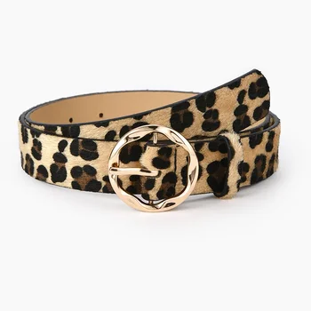 Mulheres Personalizado Leopard Estampados de Cobra Estampados Cinto com Fivela de Ouro para a Moda de Alta costura e da Moda Desgaste