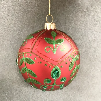 Natal de Vidro, Decoração de Bola Pingente de Comércio exterior Loja Janela de Layout de Presente Criativo 10cm Esmeralda Bola Vermelha