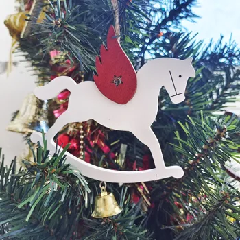 Natal Rústico Pendurar Ornamentos Cavalo de Madeira Ornamento da Árvore de Decorações para o Feriado de Natal Decorações para Árvores de