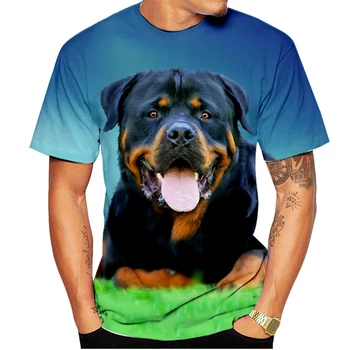 Nova Moda animal de Estimação Bonito Cão Rottweiler de Impressão 3D camiseta para os Homens e Mulheres de Verão Casual manga Curta Funny T-shirt