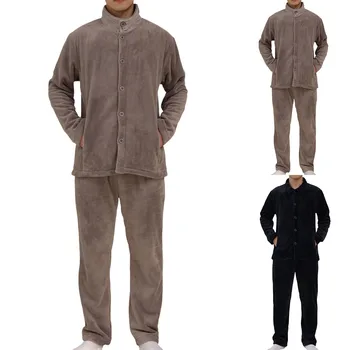 Novo 2023 Homens de Grossa Lã Quente do Pijama Conjuntos de Pijamas Outono Inverno Macio e Confortável 2PCS Homewear Conjuntos Masculino Sala de Pijama