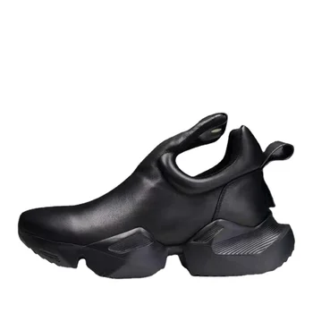 Novo Design Homens Casuais Sapatos de Couro Genuíno Sola Grossa Tênis Slip-On Exterior Sapatos de Desporto Zapatos de Luxo Designer de Sapatos 6C
