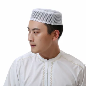 O ramadã Caps de Verão em Dubai Homem Muçulmano Boubou Kippah Arábia Kufi Adoração Chapéu de Malha Islâmica para Homens de Oração Dropshipping