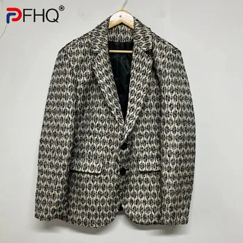 PFHQ Homens Só XL Arte Personalizada Versátil Blazer Casual de Impressão de Alta Qualidade Breasted Único Terno Jaquetas de Primavera Novo 21Z3695